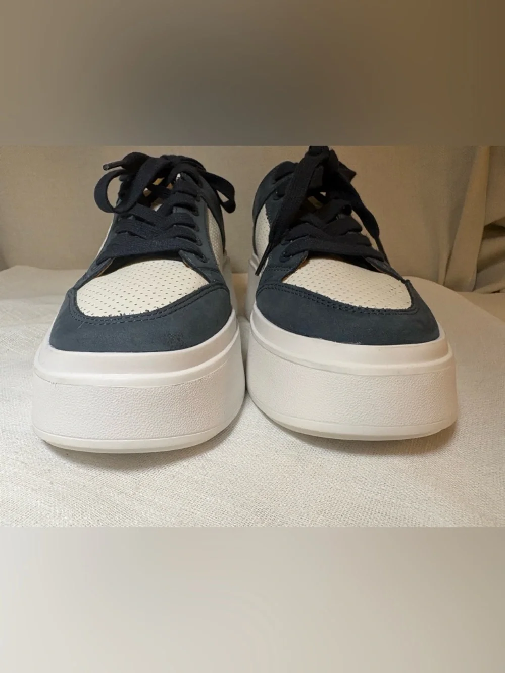 J/Slides NYC Platform Sneakers Leather Navy White Star Sole Size 8 NEW